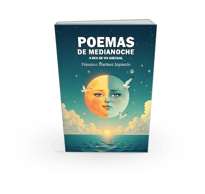 Moons and ocean poetry book cover promoting poetic literature and artistic expression.