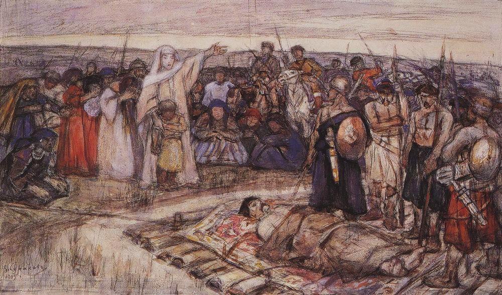 Історична сцена з українською історії, зображена у живописі.