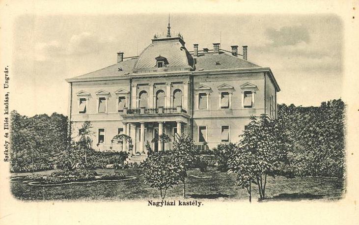 Історична фотографія Наглядового замку в Україні, старовинний архітектурний об'єкт.