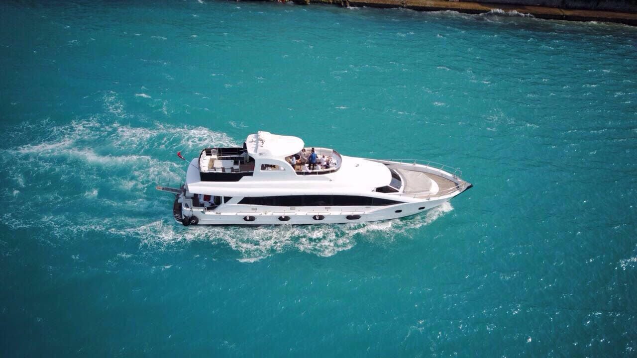 Motoryacht P120 Exterior 24 meters 35 people tour capacity 30 people dinner capacity best rental yacht prices with Premionly in Istanbul.