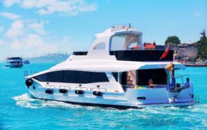 Motoryacht P120 Exterior 24 meters 35 people tour capacity 30 people dinner capacity best rental yacht prices with Premionly in Istanbul.
