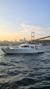 Elegant 17m motor yacht available for rent in Istanbul, perfect for private cruises and events.