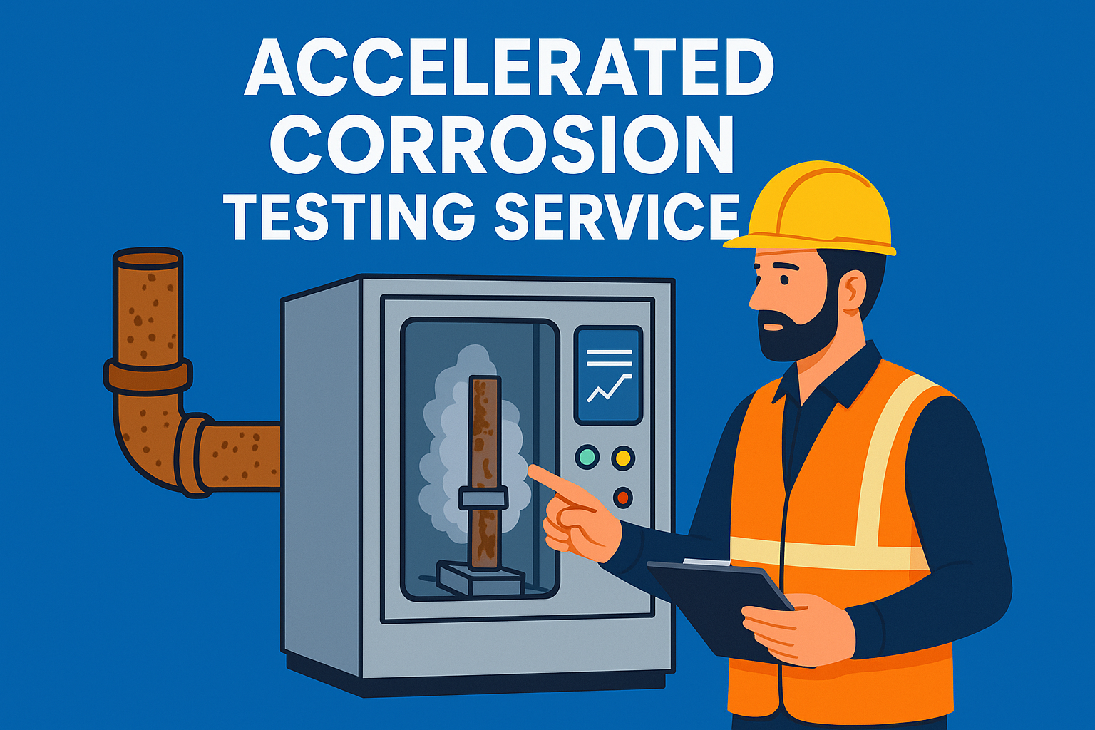 Accelerated Corrosion Testing Services with engineer and machine.