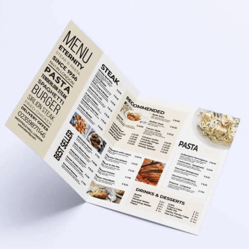 restaurant printed menu