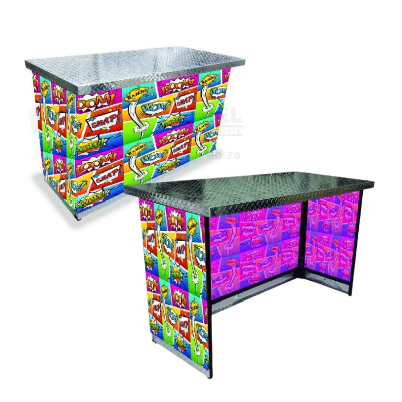 branded bar table with print