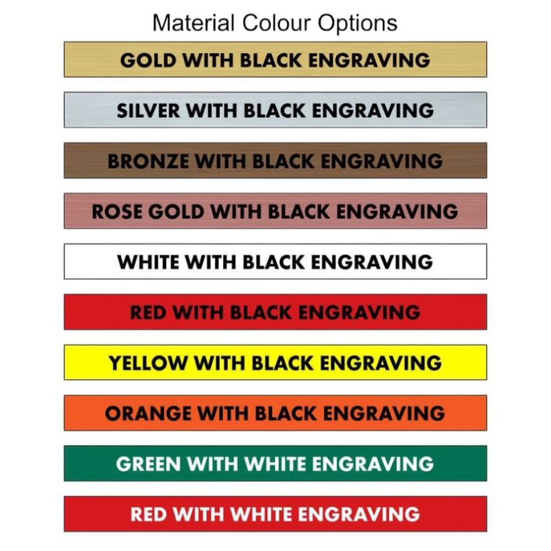 Engraved Plaques Material Colours