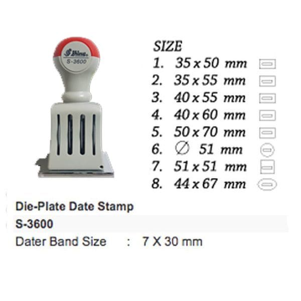 Shiny Die Plate Dater 60x40mm Sizes