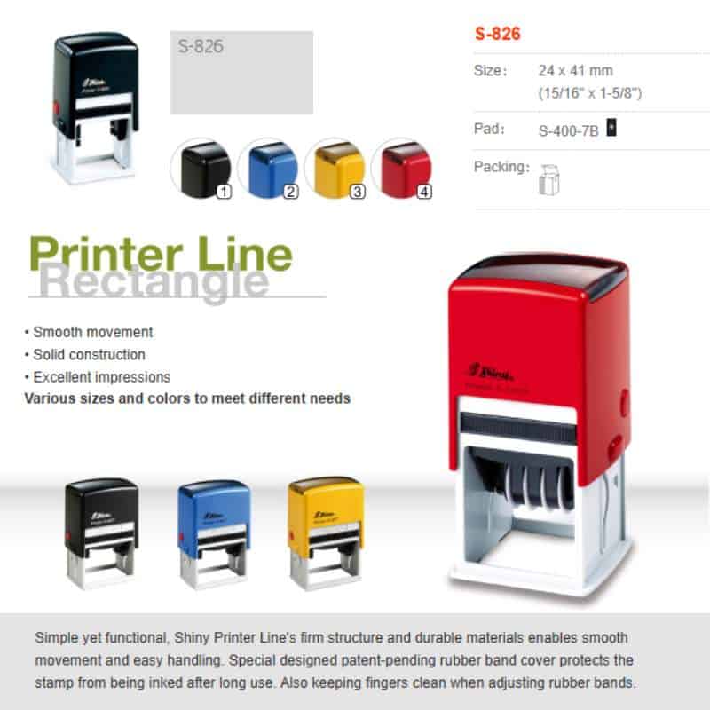 Shiny S-826 Custom Stamp Specifications