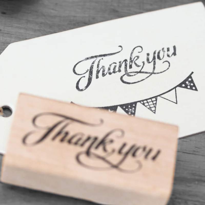 Wooden Hand Stamp thank you