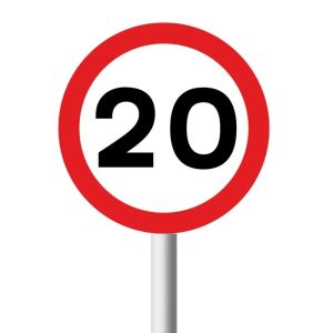 20km Speed Limit road sign (R201)