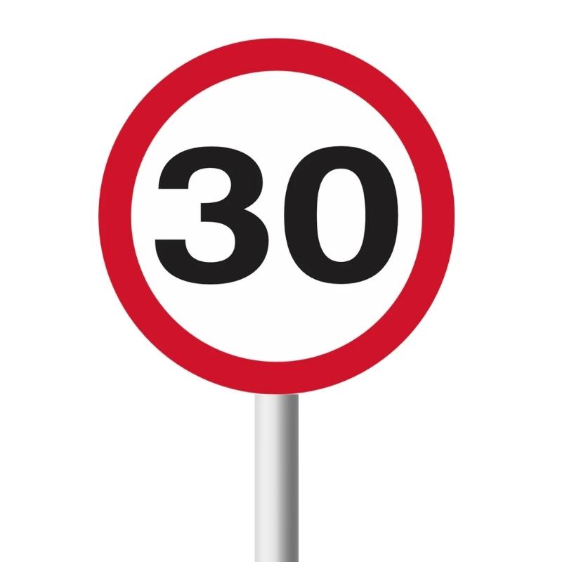 30km Speed Limit road sign (R201)