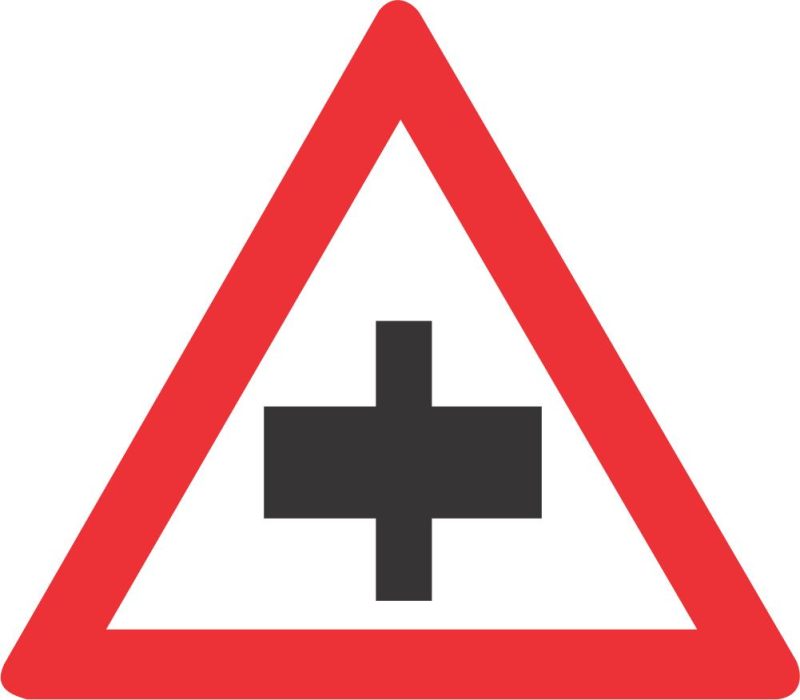 PRIORITY CROSSROAD ON NON-PRIORITY ROAD ROAD SIGN (W103)
