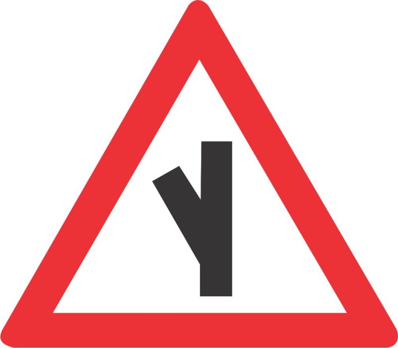 SHARP JUNCTION (HALF-LEFT) ROAD SIGN (W111)