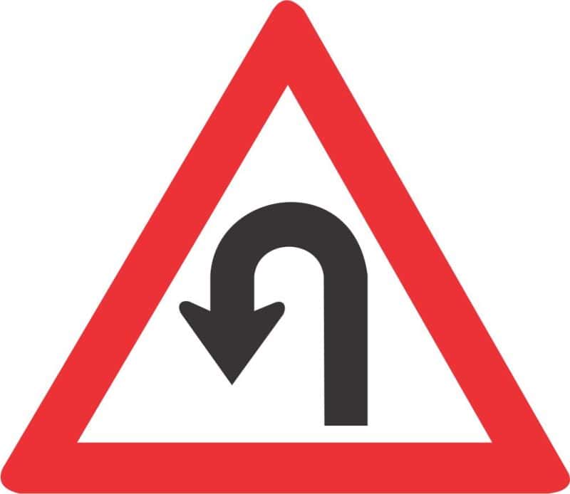 HAIRPIN BEND (LEFT) ROAD SIGN (W207)