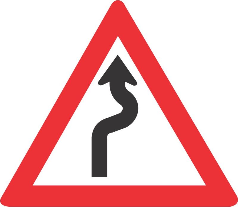 WINDING ROAD (RIGHT - LEFT) ROAD SIGN (W208)