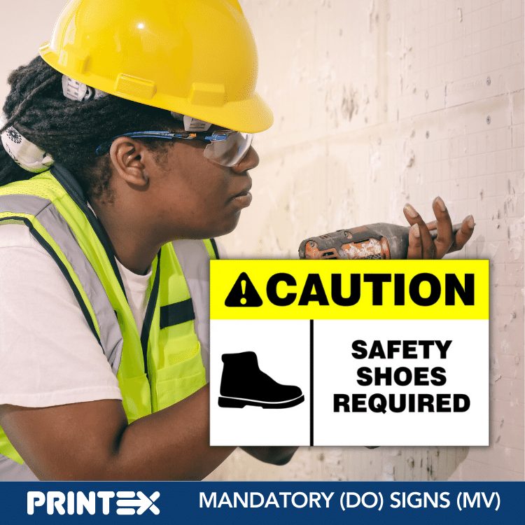 CAUTION SAFETY SHOES REQUIRED SAFETY SIGN (MV007 B)