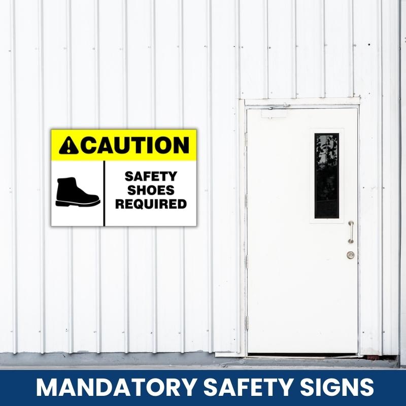 Caution : Safety Shoes Required Safety Sign (MV007B)