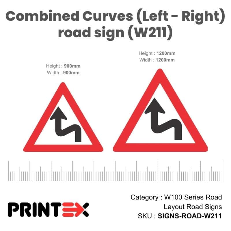 Combined Curves (Left - Right) Road Sign (W211)