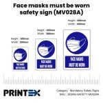 Face masks must be worn safety sign (MV028A)