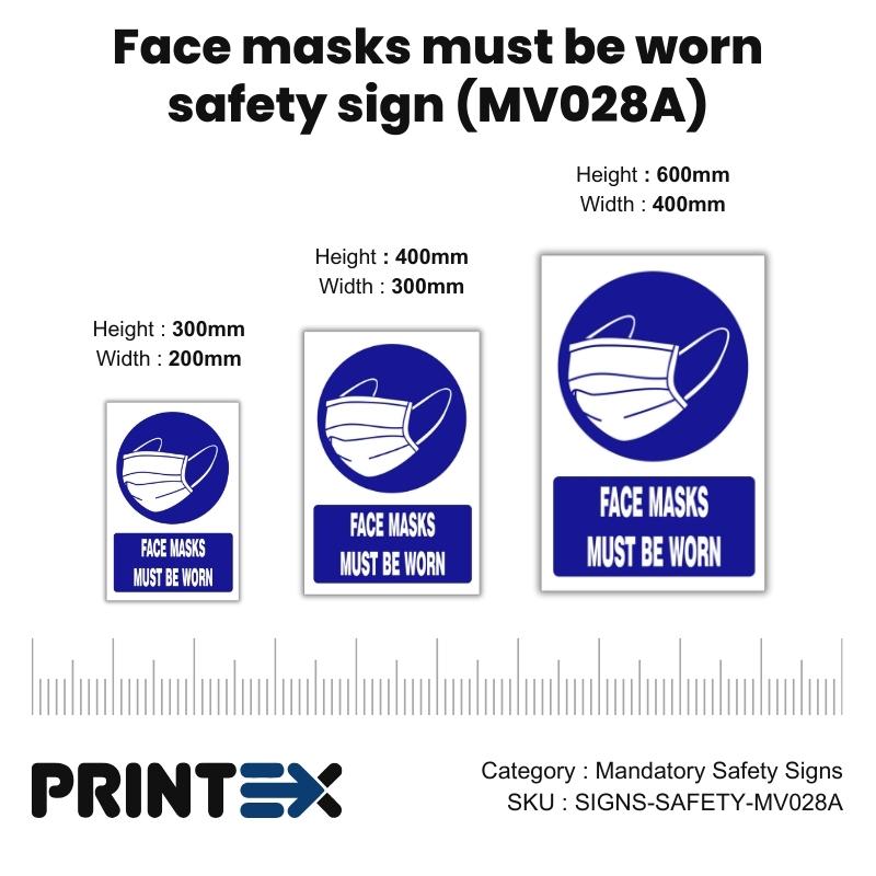 Face masks must be worn safety sign (MV028A)