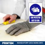 HAND PROTECTION MUST BE WORN SAFETY SIGN (MV005 A)