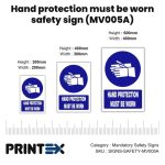 Hand protection must be worn safety sign (MV005A)