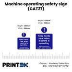 Machine operating safety sign (CAT27)