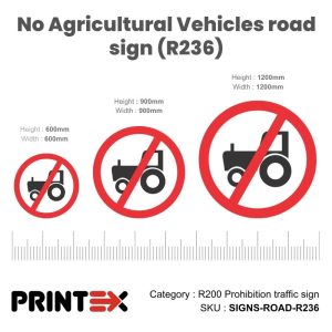 No Agricultural Vehicles Road Sign (R236)