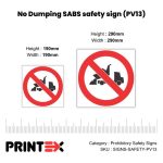 No Dumping SABS safety sign (PV13)