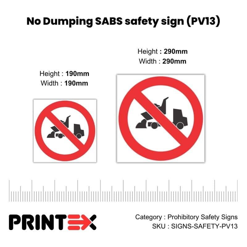No Dumping SABS safety sign (PV13)