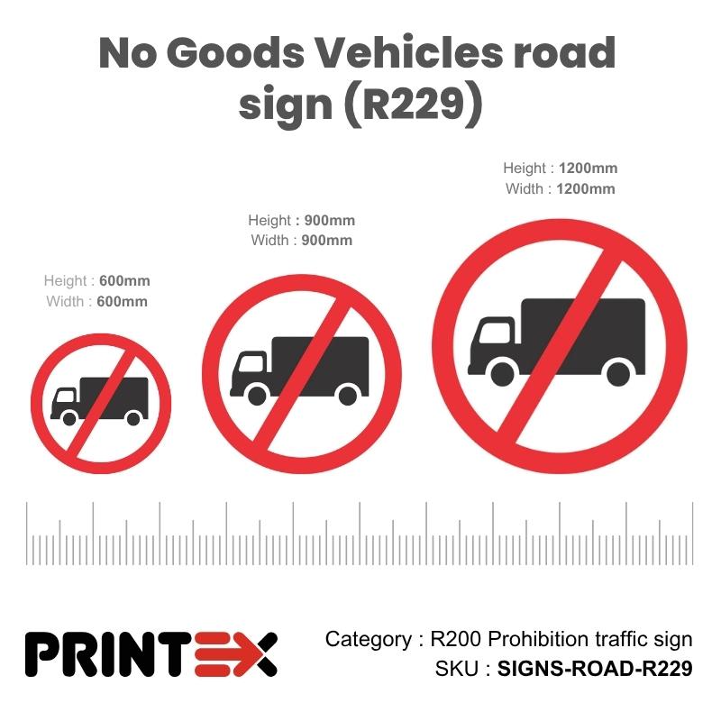 No Goods Vehicles Road Sign (R229)