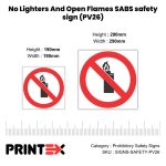 No Lighters And Open Flames SABS safety sign (PV26)