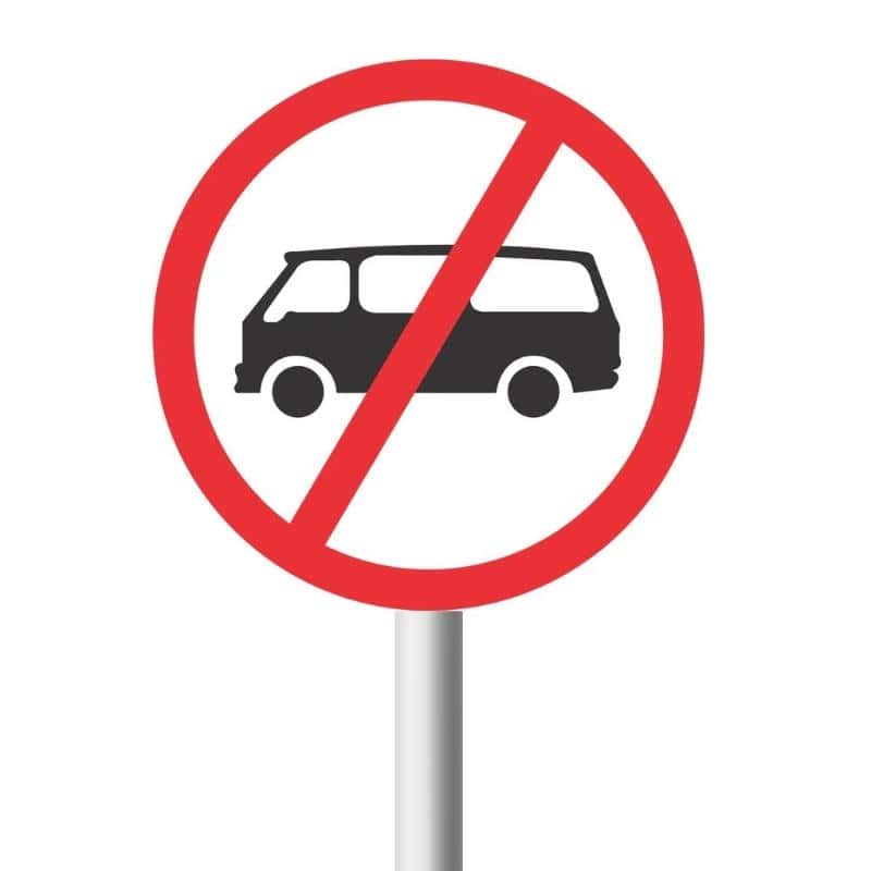 No Mini-Buses Road Sign (R225)