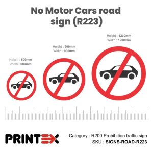 No Motor Cars Road Sign (R223)