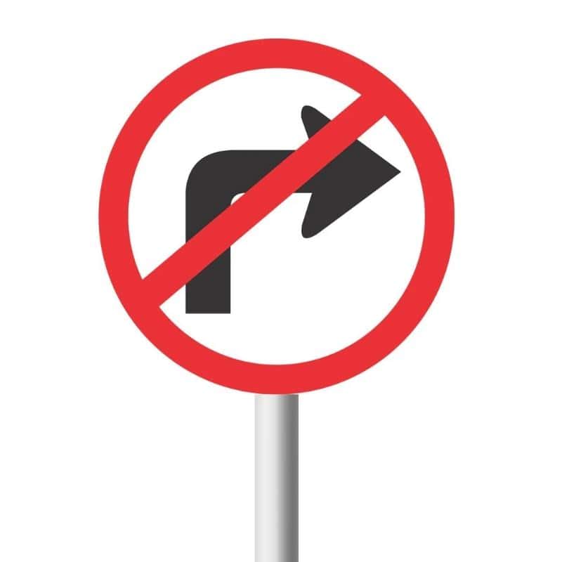 No Right Turn Road Sign (R210)