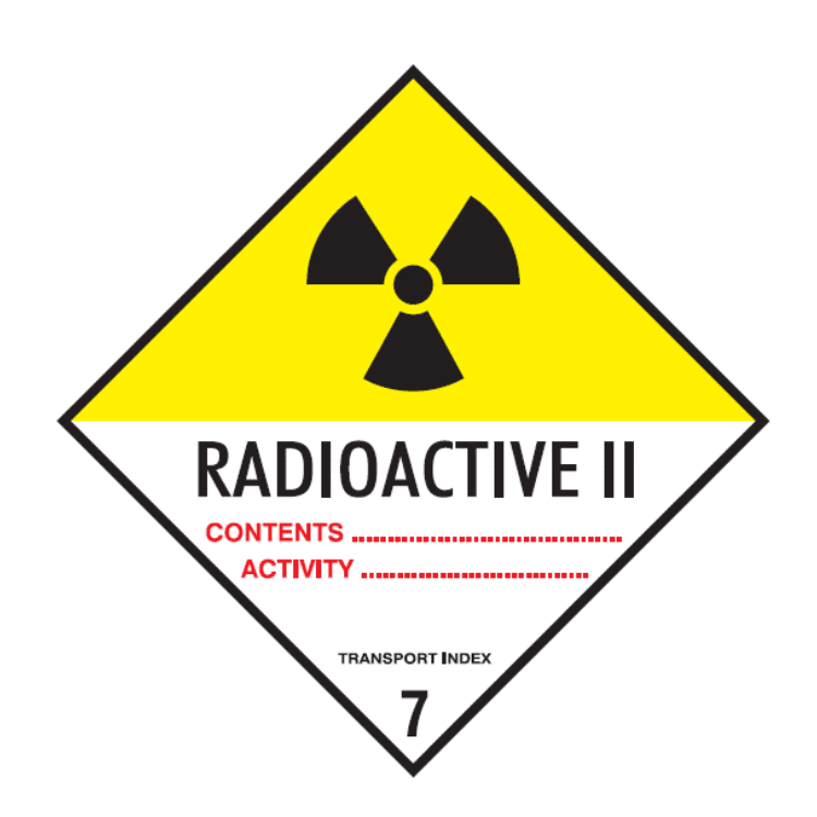 RADIOACTIVE II TRANSPORT INDEX SAFETY SIGN (H13)