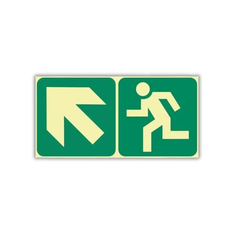 SABS Arrow diagonal up Left and running man left photoluminescent (E12)