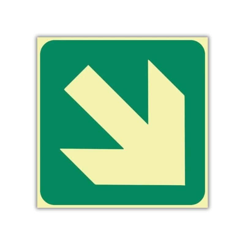SABS Diagonal green arrow photoluminescent sign (E30)