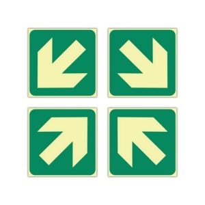 SABS Diagonal green arrow photoluminescent sign (E30)