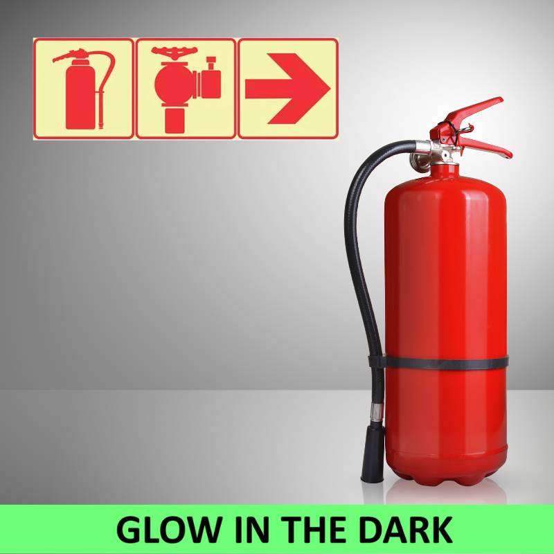SABS Fire Extinguisher, Fire Hydrant and Arrow Right Photoluminescent sign (F12)