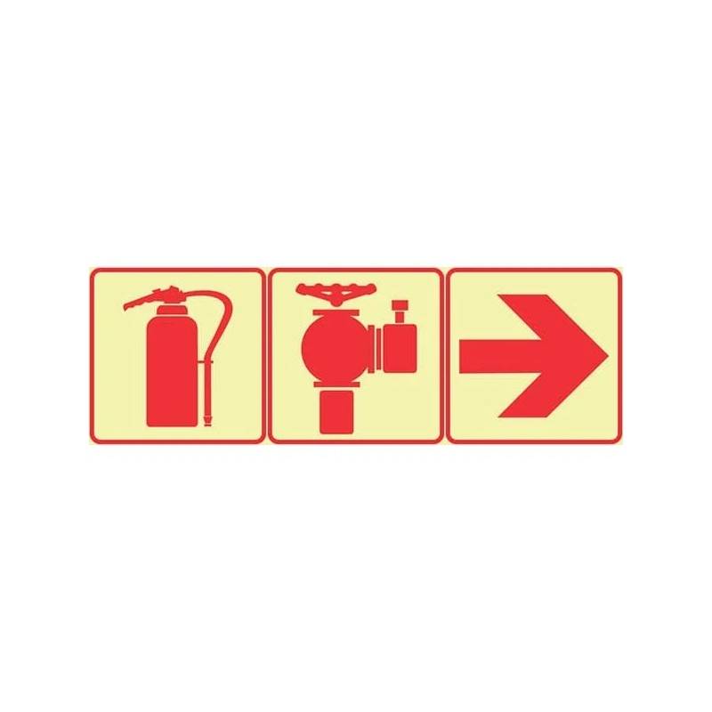 SABS Fire Extinguisher, Fire Hydrant and Arrow Right Photoluminescent sign (F12)