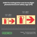 SABS Fire Extinguisher and Arrow Right photoluminescent safety sign (F19)