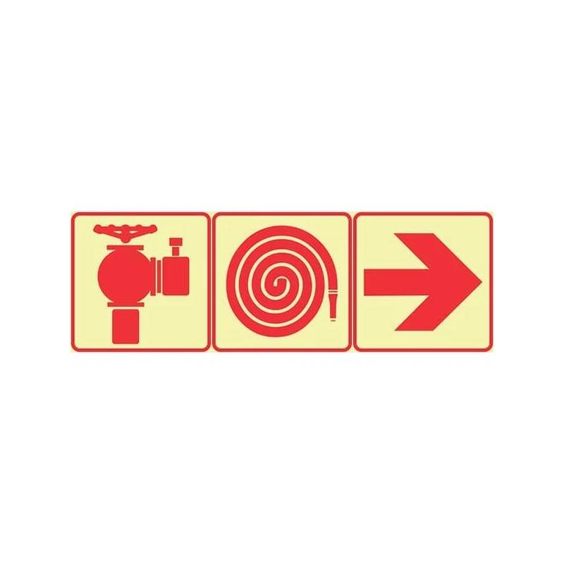 Fire Hydrant Hose Reel + Red Arrow Right Sign