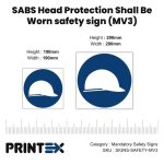 SABS Head Protection Shall Be Worn safety sign (MV3)