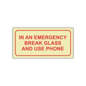 SABS In an Emergency break glass and use phone photoluminescent safety sign (F40)