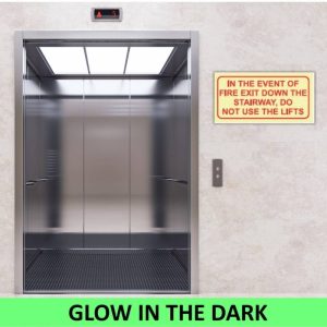 Fire exit down the stairway do not use lifts Photoluminescent sign