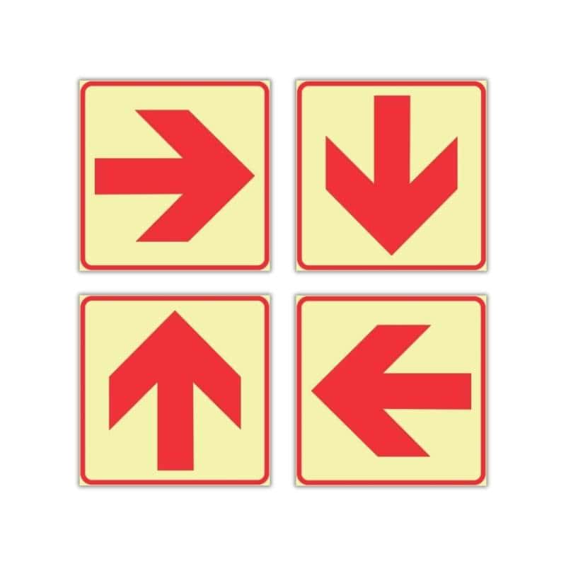 SABS Red Arrow Photoluminescent (glow in the dark) safety sign (F38)