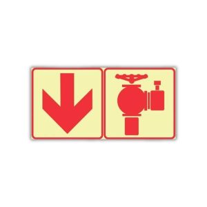 Arrow Down + Fire Hydrant Photoluminescent Sign