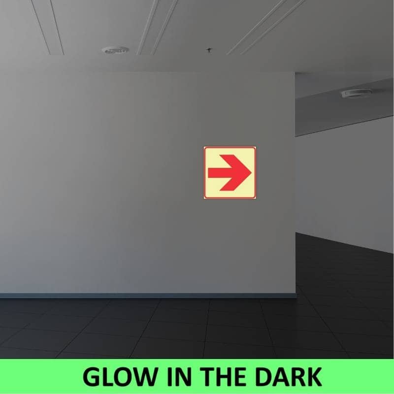 SABS Red Arrow Photoluminescent (glow in the dark) safety sign (F38)
