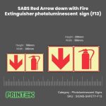 Arrow Down With Fire Extinguisher Photoluminescent Sign